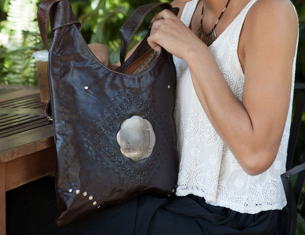 bag leather Black Morocco | Fair Trade Morocco Anou
